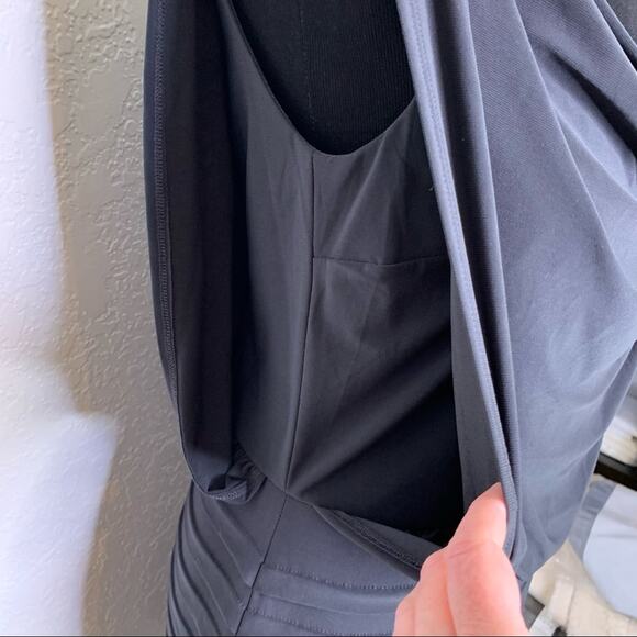 Cache charcoal gray rhinestone shoulder open back dress size 6 - Picture 14 of 15